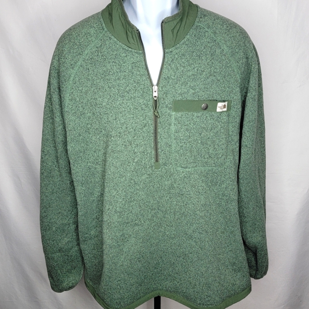 North Face Green Half-Zip Sweater Line with Fleece Size XL